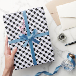 Papel de embrulho Preto Branco Gingham.