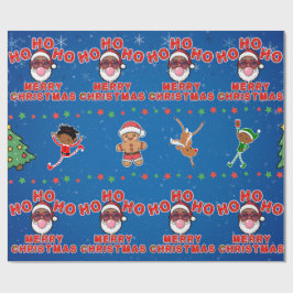 Papel de embrulho Preto do Papai Noel de Natal