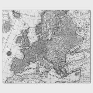 Papel de embrulho preto e branco de mapas antigos