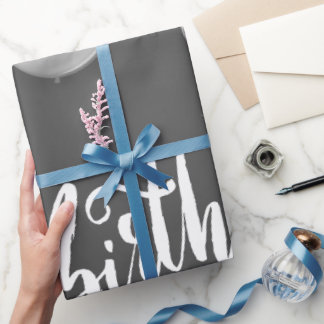 Papel de embrulho Preto e Branco Feliz Aniversário