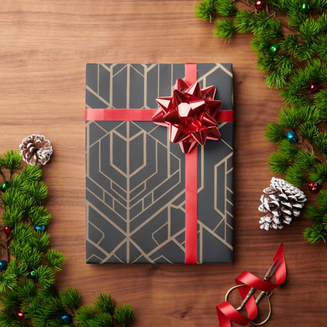 Papel de embrulho preto e dourado de luxo – Elegan (Presente de Natal)
