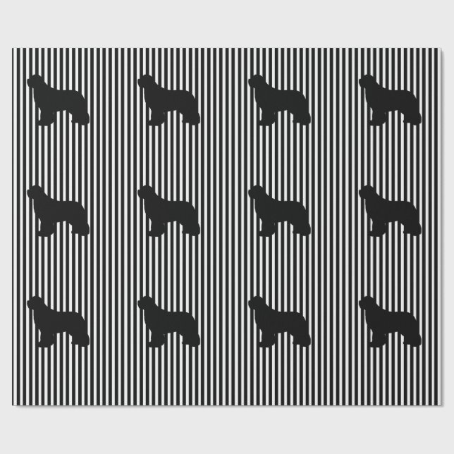 Papel de embrulho preto multi Newfoundland Dog Gif (Aberto)