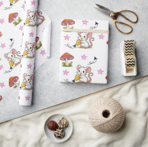 Papel de embrulho Rato Queijo Corações Rosa Cogume