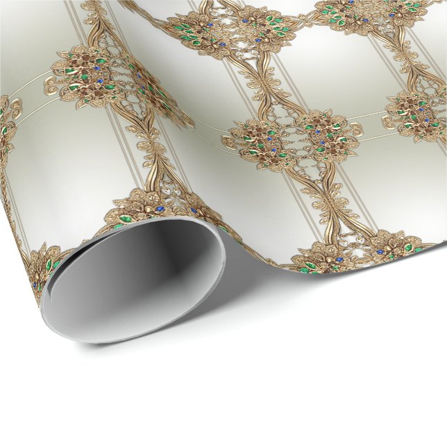 Papel de Embrulho Rebuscado Dourado Elegante (Ponta do rolo)