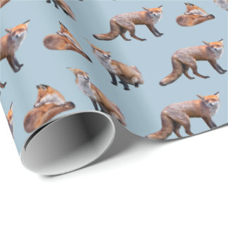 Papel de embrulho Red Fox Frenzy (Azul)