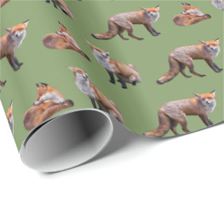 Papel de embrulho Red Fox Frenzy (Verde)