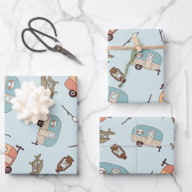 Papel de embrulho Retro Camper