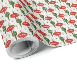 Papel de embrulho retro vermelho e verde dos