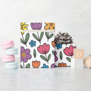 Papel de embrulho rolo de flores coloridas da prim