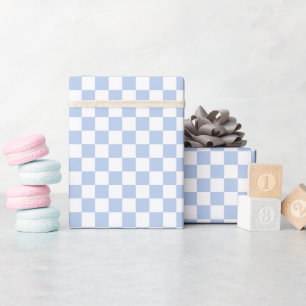 Papel de embrulho rolo xadrez azul céu branco maci