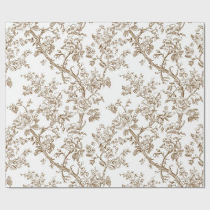 Papel de embrulho Rosa Bege e Ramalhetes de Peônia