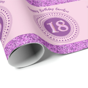 Papel de embrulho rosa brilhante para 18º aniversá
