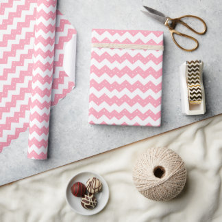 Papel de Embrulho Rosa Chic Xadrez V Chevron