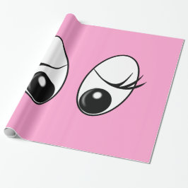 Papel de embrulho rosa com olhos curiosos