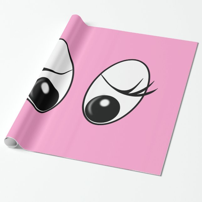Papel de embrulho rosa com olhos curiosos (Desenrolado)