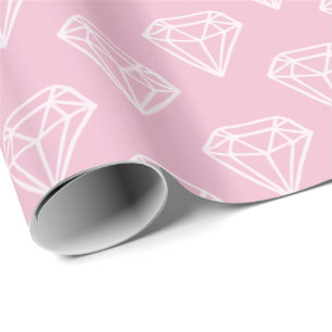 Papel de embrulho rosa com padrão de jóia de diama