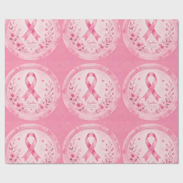 Papel de Embrulho Rosa de Conscientização do Cânce (Aberto)
