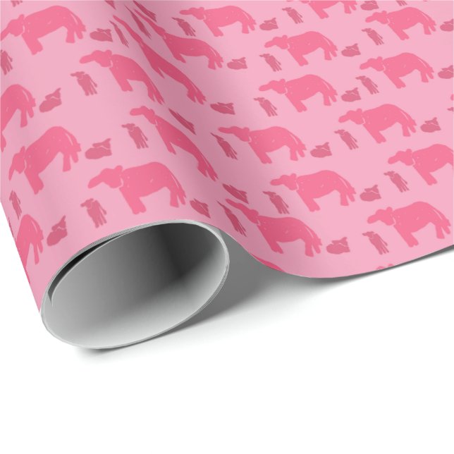 Papel de embrulho rosa desolado vacas rancho ocide (Ponta do rolo)