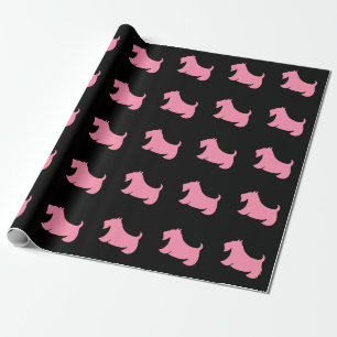 Papel de embrulho rosa do Terrier Escocês