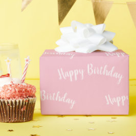 Papel de embrulho rosa e branco de aniversário fel