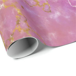 Papel de embrulho rosa e roxo com folha de ouro