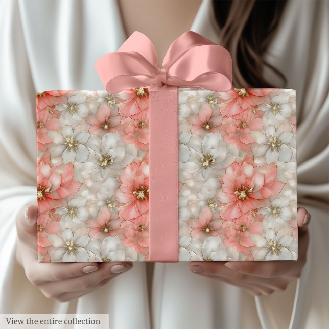 Papel de embrulho rosa empoeirado e dourado modern (Modern dusty rose and gold 70th birthday wrap)