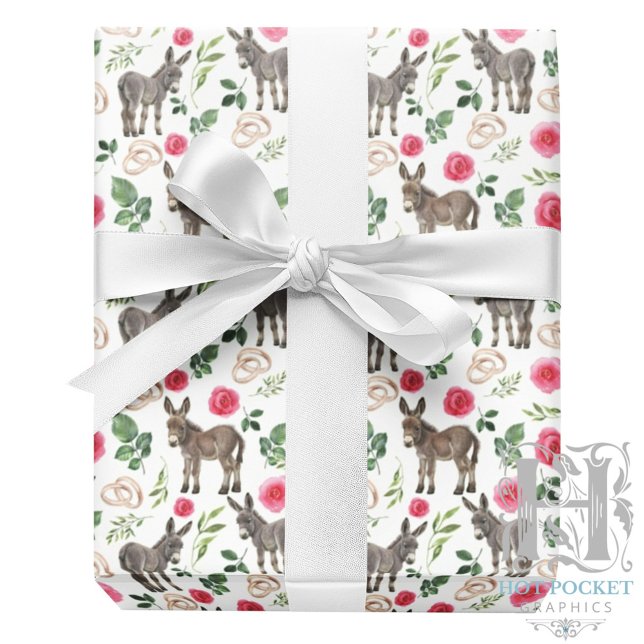 Papel de Embrulho Rosa Floral Burro Rústico (Criador carregado)