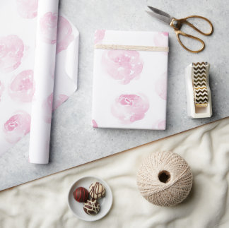 Papel de embrulho Rosa - flores pintadas à mão