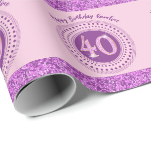 Papel de embrulho rosa glitter elegante com listra