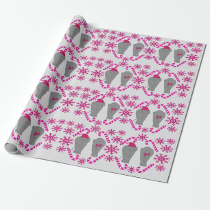 Papel de embrulho rosa-Natal elefante