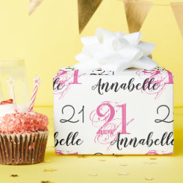 Papel de embrulho rosa para aniversário de 21 anos