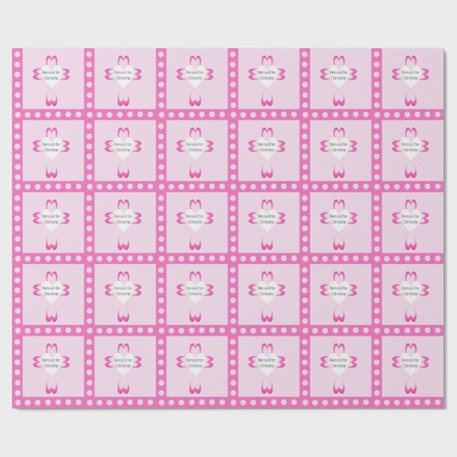 Papel de embrulho rosa para batismo de meninas (Aberto)