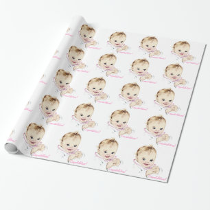 Papel de embrulho rosa para chá de bebê retrô