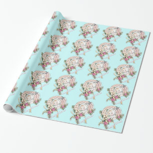 Papel de embrulho rosa para chá de bebê retrô