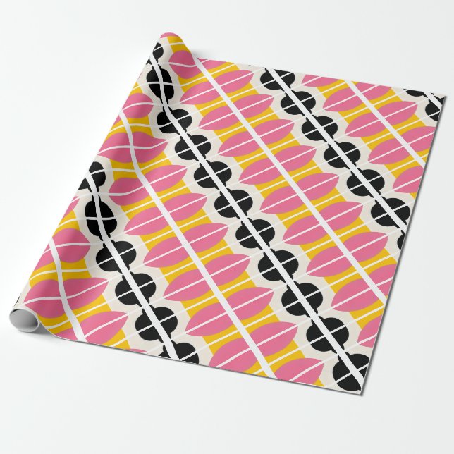 Papel de embrulho rosa preto amarelo (Desenrolado)