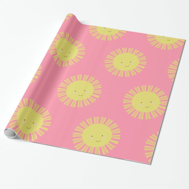 Papel de embrulho rosa Sunshine Sun (Desenrolado)