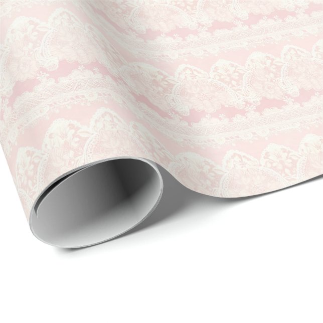 Papel de embrulho rosa vintage coquete (Ponta do rolo)