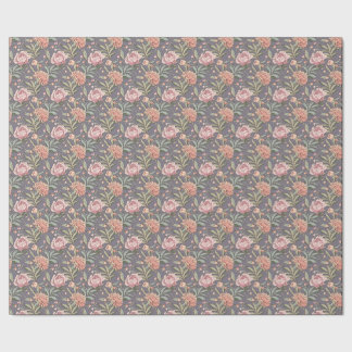 Papel de embrulho rosa vintage peônia