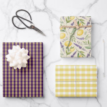 Papel de embrulho roxo amarelo limão margarida tar