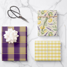 Papel de embrulho roxo amarelo limão margarida tar