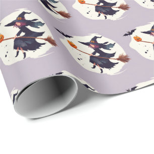 Papel de embrulho roxo de bruxa assustadora de Hal