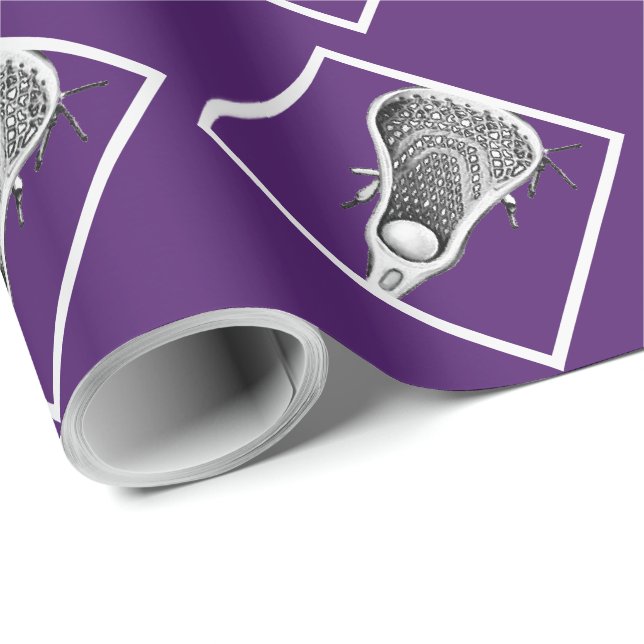 Papel de embrulho roxo esportes Lacrosse (Ponta do rolo)