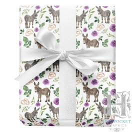 Papel de Embrulho Roxo Floral Burro Rústico