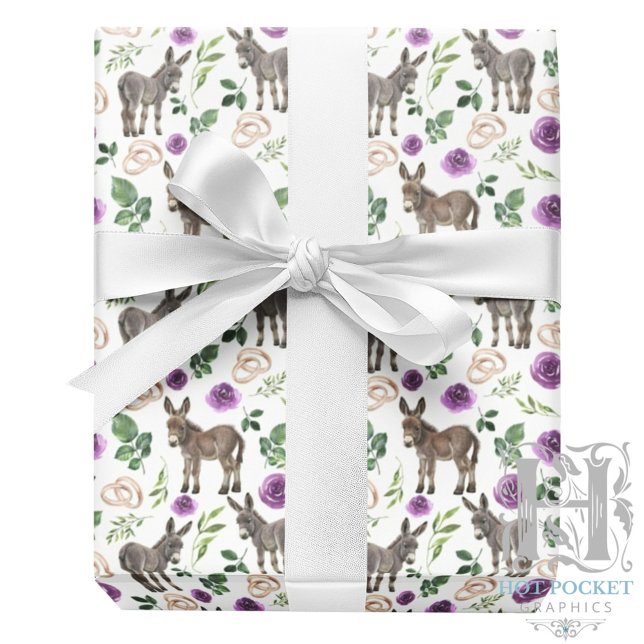 Papel de Embrulho Roxo Floral Burro Rústico (Criador carregado)