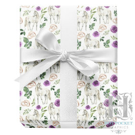 Papel de Embrulho Roxo Floral Equestre Rústico