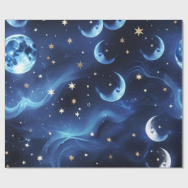 Papel de Embrulho Safira Azul Lua Celestial