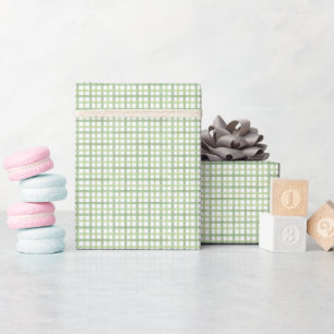 Papel de embrulho Sage Gingham para Chá de Bebê