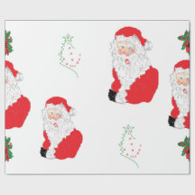 Papel de embrulho Santa Claus Poinsettias