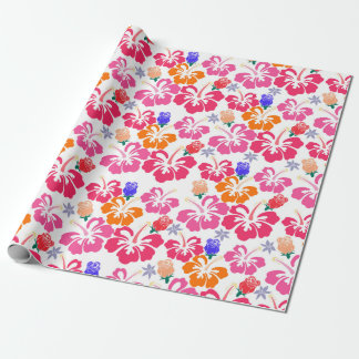 Papel de Embrulho Silhueta Hibisco e Rosas