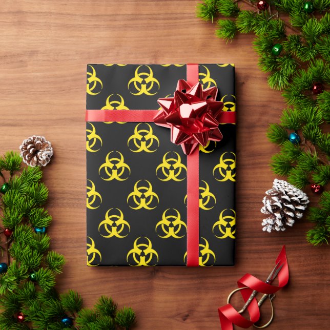Papel de embrulho símbolo de biorisco preto e amar (Presente de Natal)